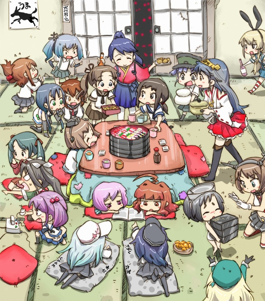 shimakaze, hibiki, inazuma, fubuki, ikazuchi, and 17 more (kantai collection) drawn by ohyo