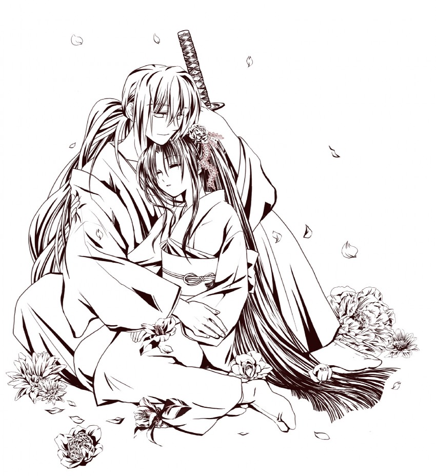 himura kenshin and kamiya kaoru (rurouni kenshin) drawn by sayaka_(artist)