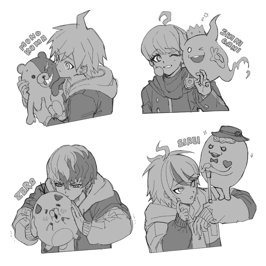 monokuma, naegi makoto, sumino takumi, yuma kokohead, shinigami, and 3 more (danganronpa and 4 more) drawn by xx_doomzday_xx
