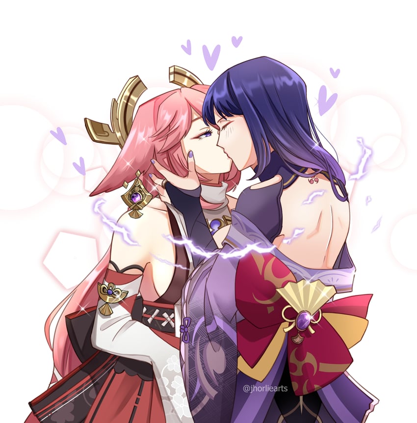 raiden shogun and yae miko (genshin impact) drawn by jhorliearts