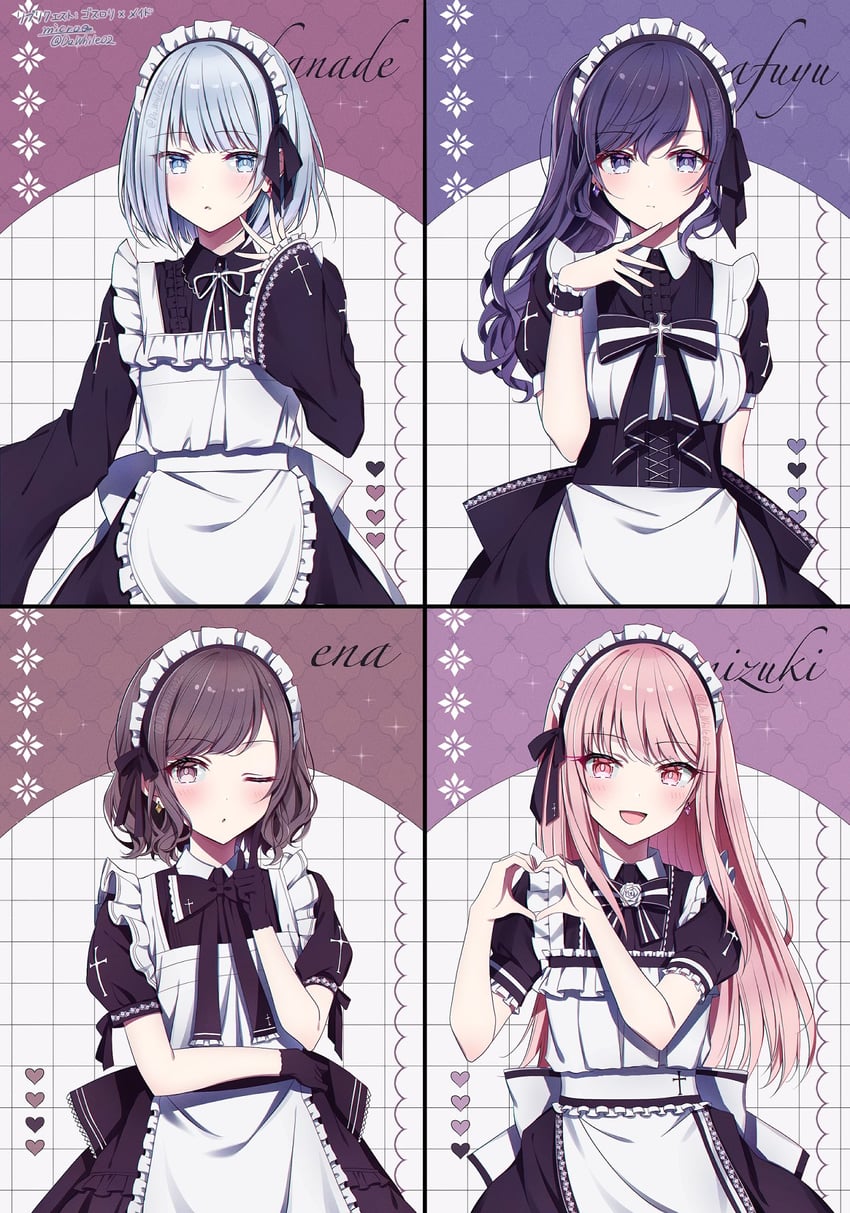 asahina mafuyu, shinonome ena, akiyama mizuki, and yoisaki kanade (project sekai) drawn by do_while02