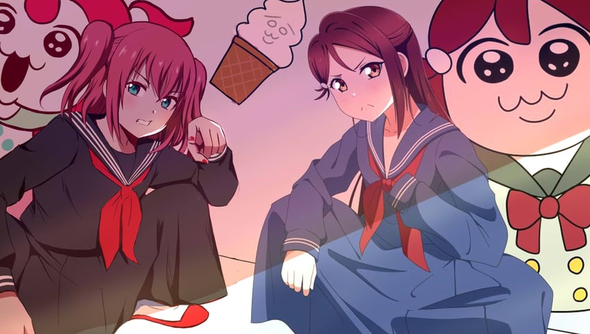 sakurauchi riko and kurosawa ruby (love live! and 1 more) drawn by box_wonderland and ddeshiro