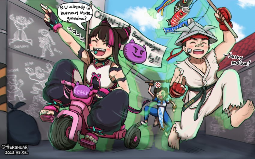chun-li, cammy white, han juri, ryu, zangief, and 2 more (street fighter and 1 more) drawn by hershuar
