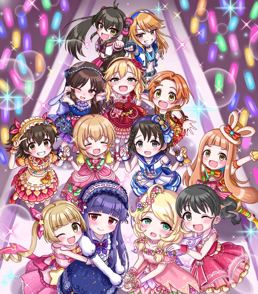 tachibana arisu, sakurai momoka, akagi miria, sasaki chie, yuuki haru, and 8 more (idolmaster and 2 more) drawn by nagi_kai