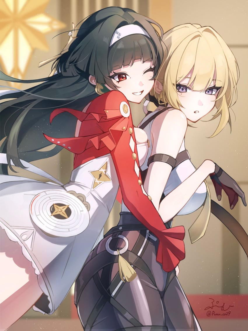 evelyn chevalier and astra yao (zenless zone zero) drawn by pumu_(pumu_co29)