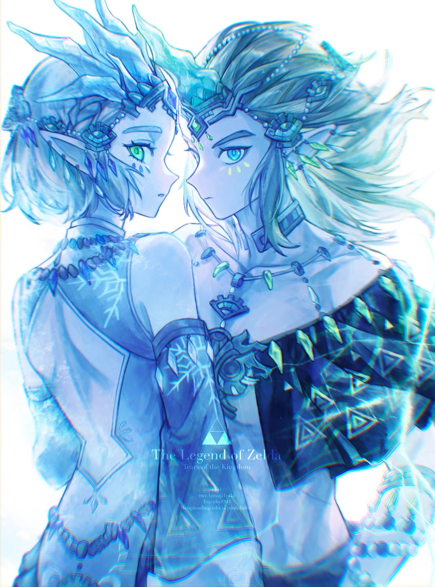 link and princess zelda (the legend of zelda and 1 more) drawn by chyl