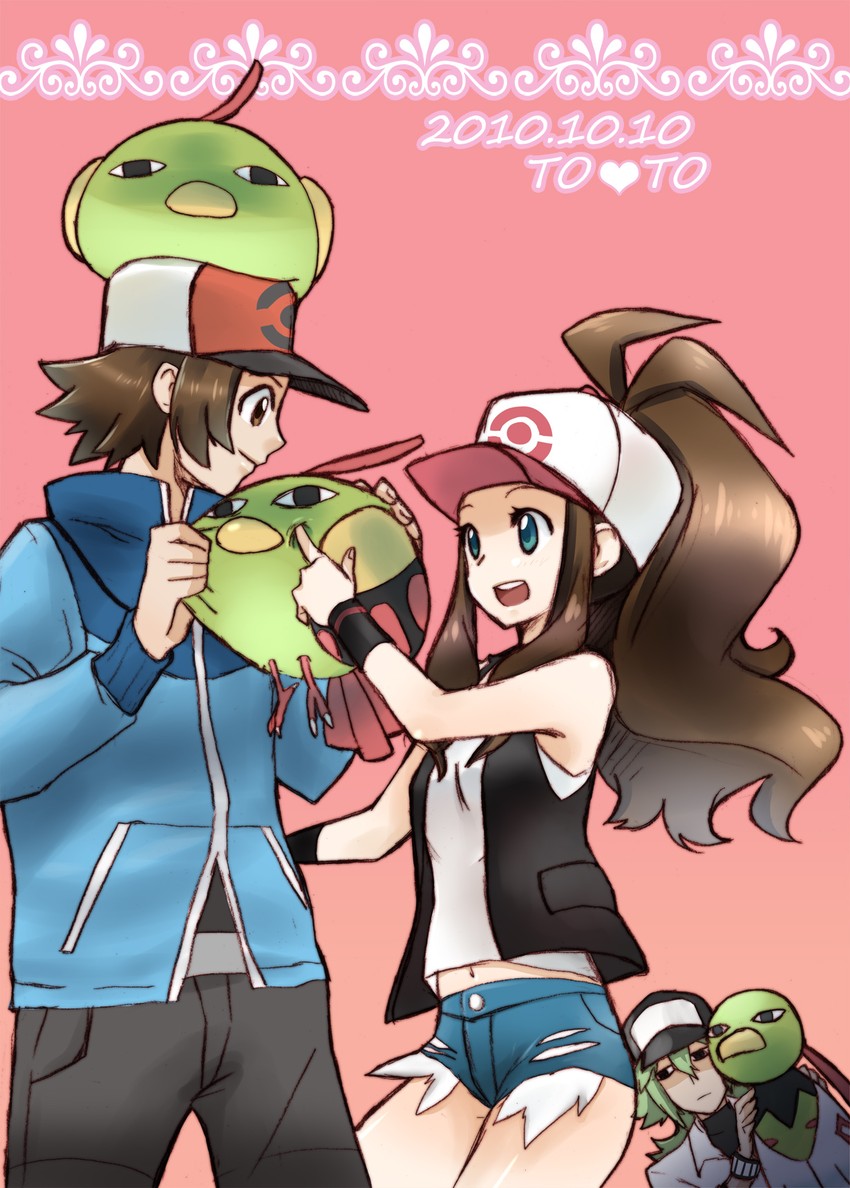 hilda, hilbert, n, natu, and xatu (pokemon and 1 more) drawn by hanahasu