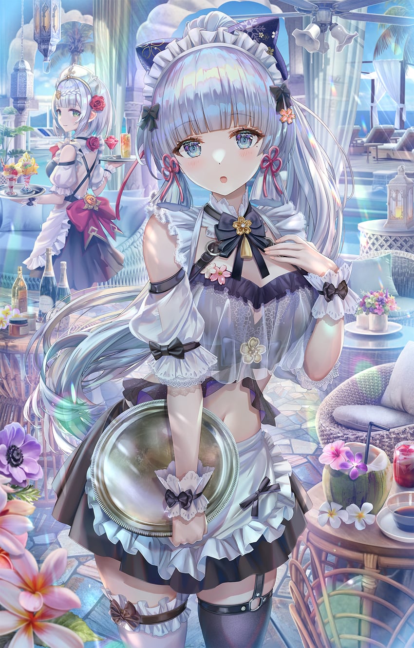 kamisato ayaka and noelle (genshin impact) drawn by torino_aqua