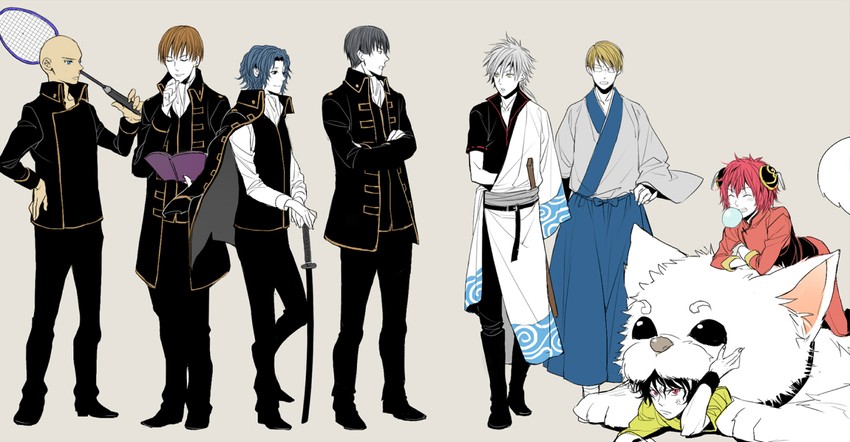 sakata gintoki, kagura, shimura shinpachi, yukimura seiichi, niou masaharu, and 6 more (gintama and 1 more) drawn by oto_(phenomenon)