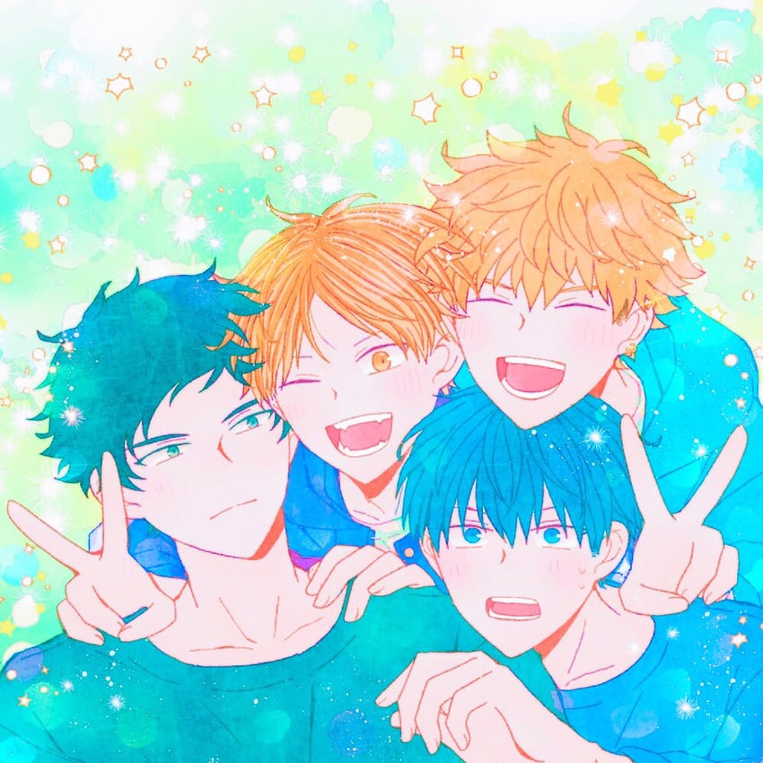 uenoyama ritsuka, kashima hiiragi, yagi shizusumi, and yoshida yuki (given) drawn by bibibimix39
