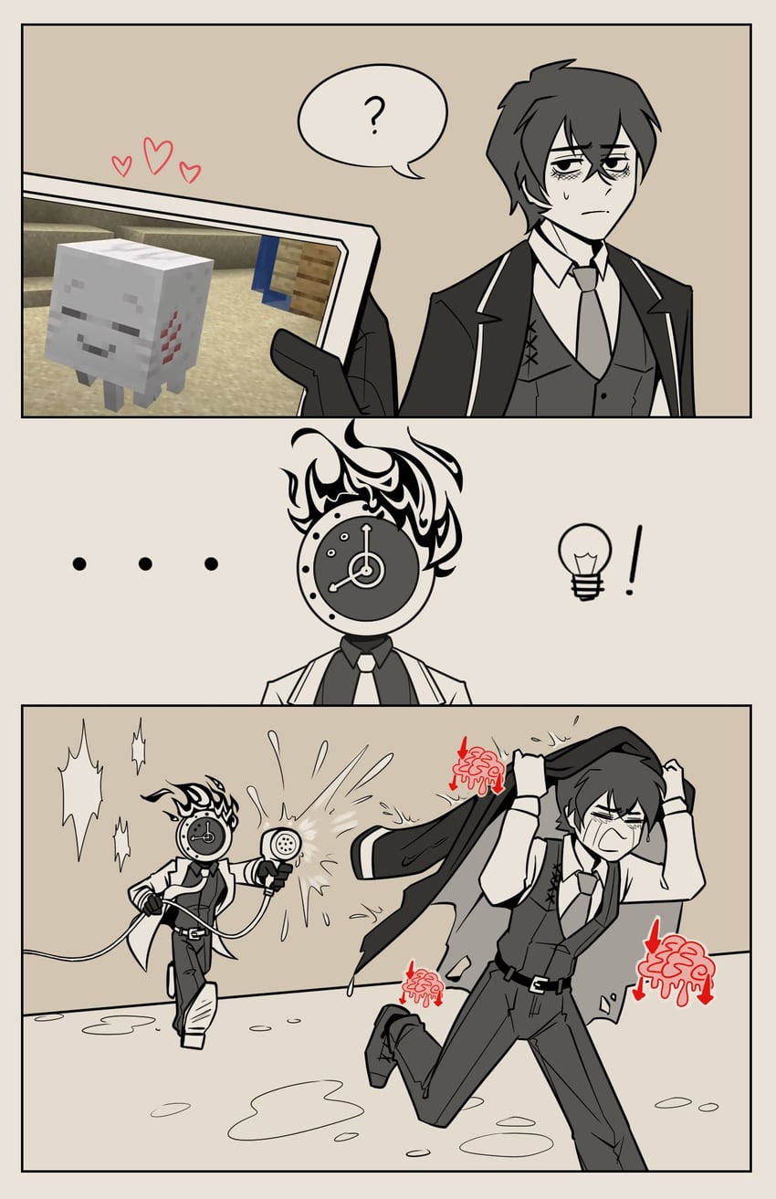 yi sang, dante, ghast, and happy ghast (project moon and 2 more) drawn by cursedxwt