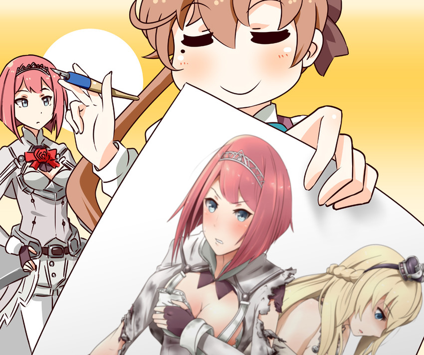 akigumo, warspite, and ark royal (kantai collection) drawn by gudon_(iukhzl)