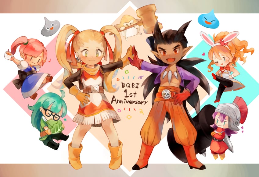 slime, sidoh, female builder, metal slime, ruru, and 6 more (dragon quest and 1 more) drawn by hotaro_(bread_fusa)