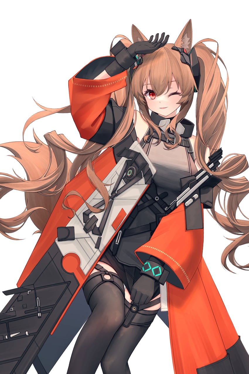 angelina and gilberta (arknights and 1 more) drawn by lxjun_09