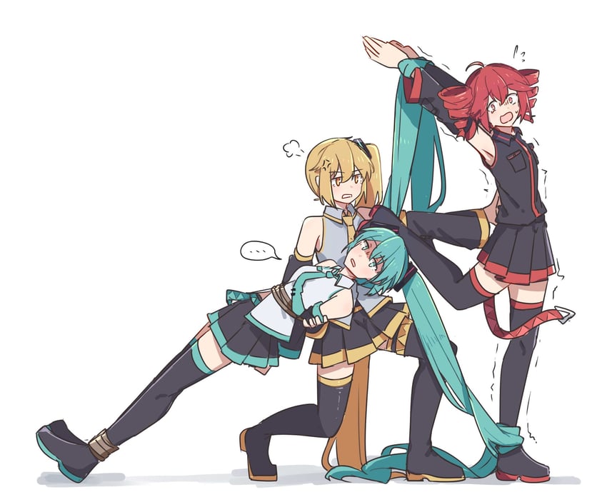 hatsune miku, kasane teto, and akita neru (vocaloid and 2 more) drawn by frontiersun
