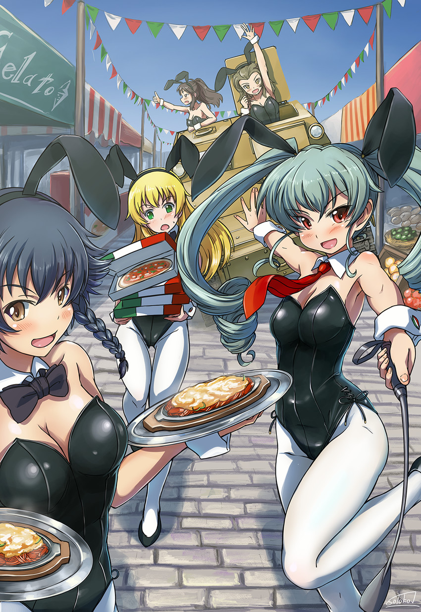 anchovy, pepperoni, and carpaccio (girls und panzer) drawn by solokov_(okb-999)
