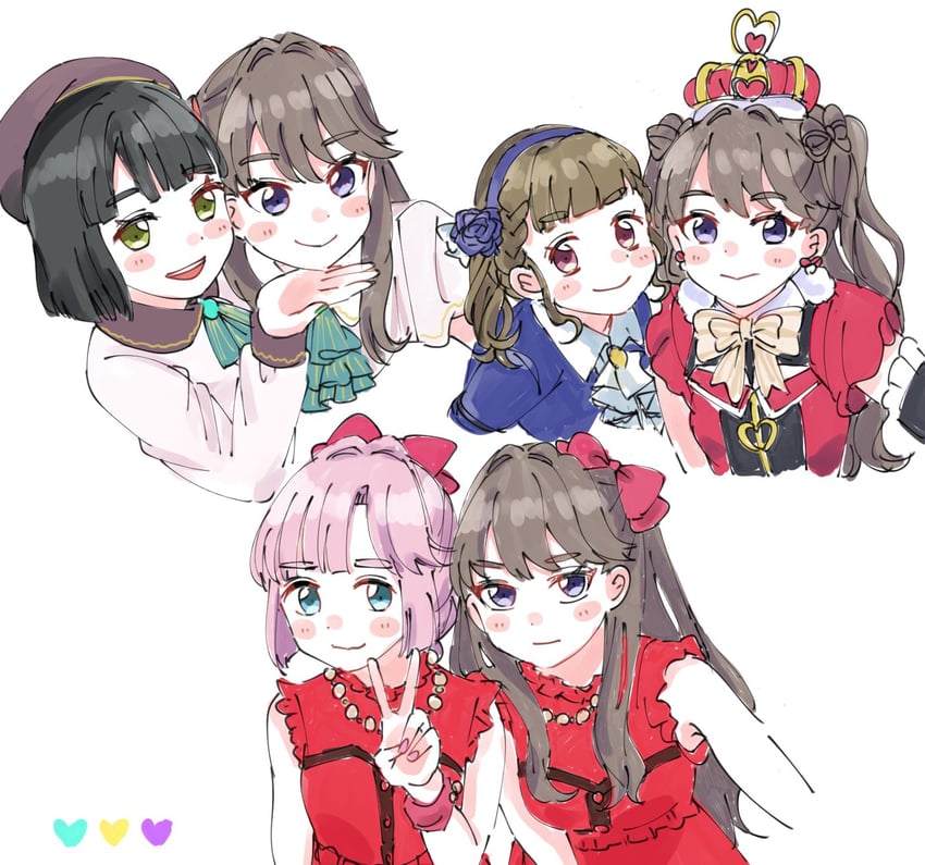 fujishima megumi, momose ginko, anyoji hime, and kachimachi kosuzu (love live! and 1 more) drawn by moso_(expect66)