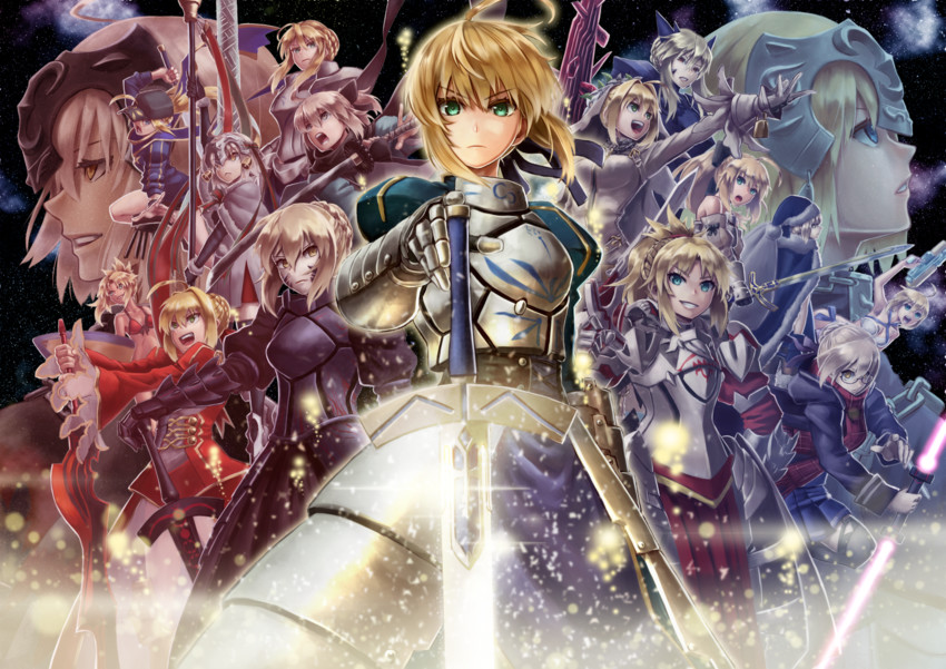 artoria pendragon, saber, jeanne d'arc, okita souji, saber alter, and 8 more (fate and 2 more) drawn by kuroi_susumu