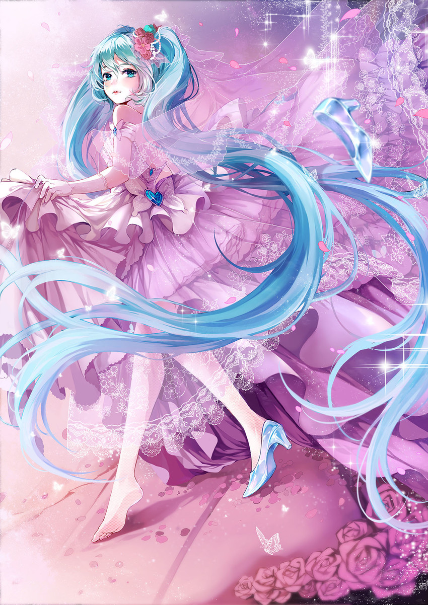 hatsune miku and cinderella (vocaloid and 1 more) drawn by koyuiko
