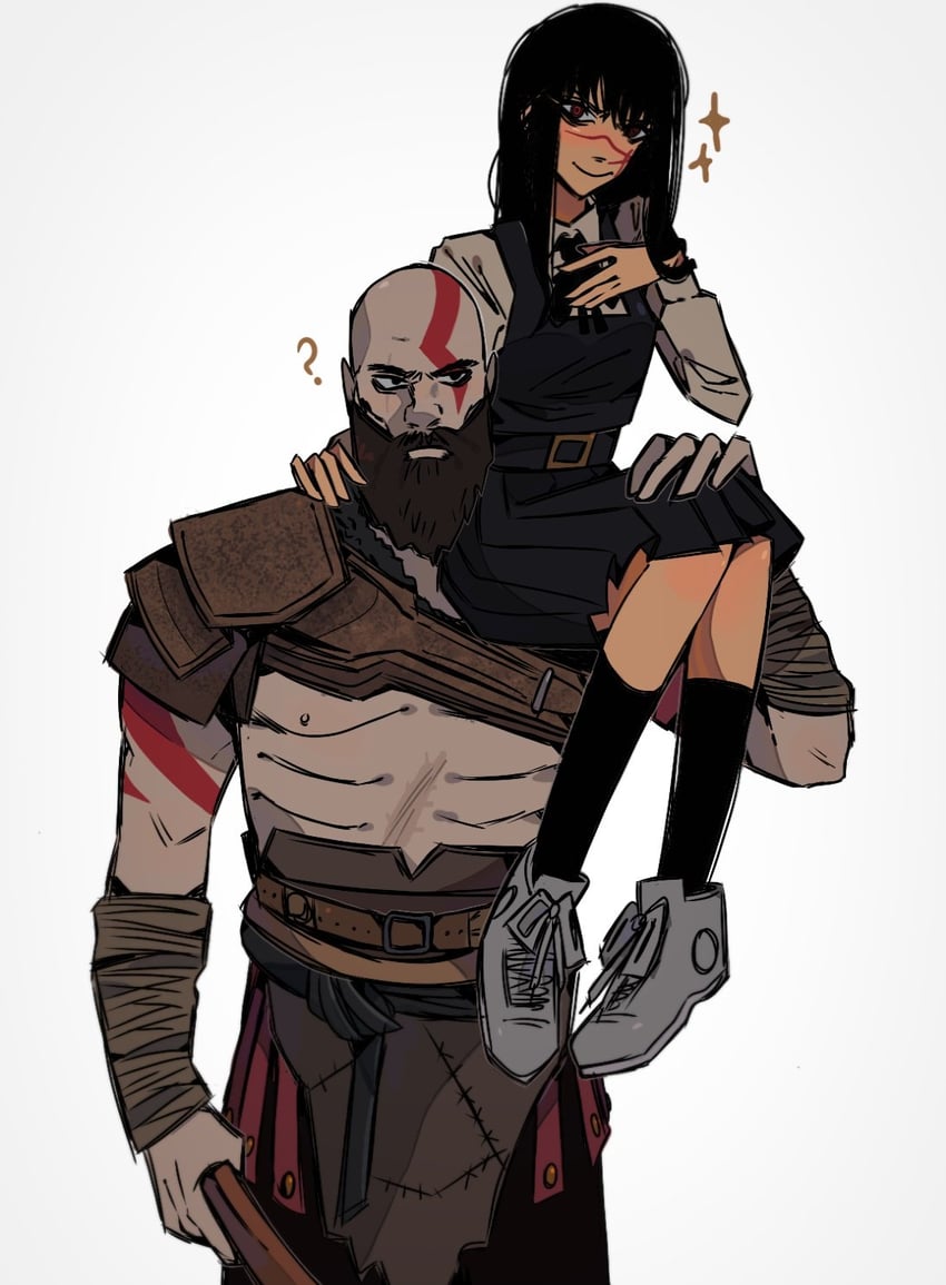 yoru and kratos (chainsaw man and 1 more) drawn by 31ulkubo