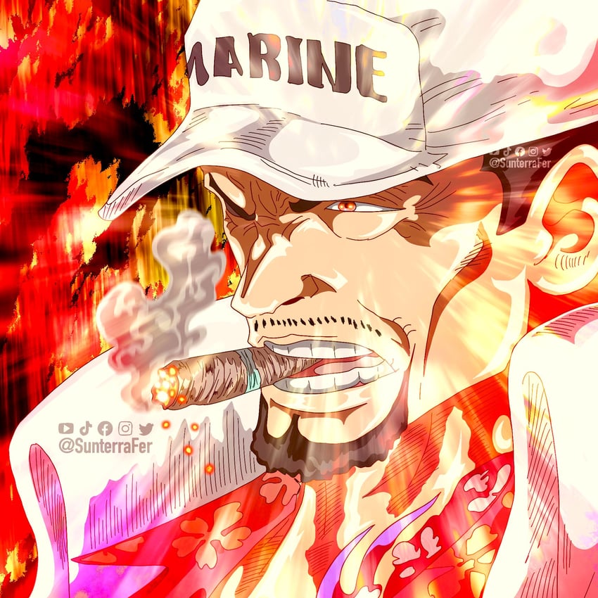 sakazuki (one piece) drawn by sunterrafer