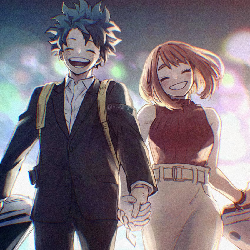 midoriya izuku and uraraka ochaco (boku no hero academia) drawn by hk_(nt)