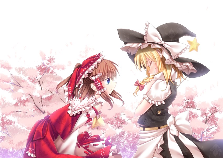 hakurei reimu and kirisame marisa (touhou) drawn by ina_(inadahime)