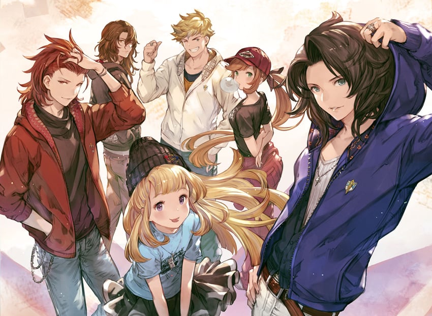 cagliostro, vane, clarisse, percival, lancelot, and 1 more (granblue fantasy) drawn by minaba_hideo