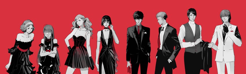 amamiya ren, takamaki anne, sakura futaba, niijima makoto, okumura haru, and 4 more (persona and 1 more) drawn by huangdanlan