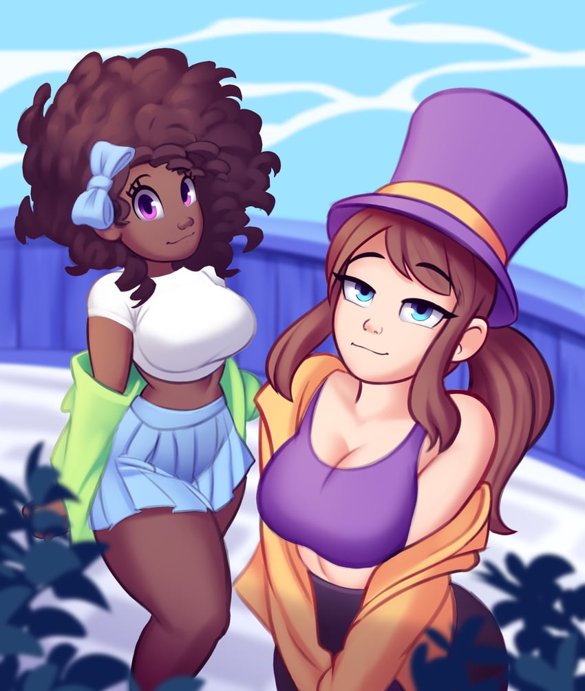 hat kid and bow kid (a hat in time) drawn by sayman