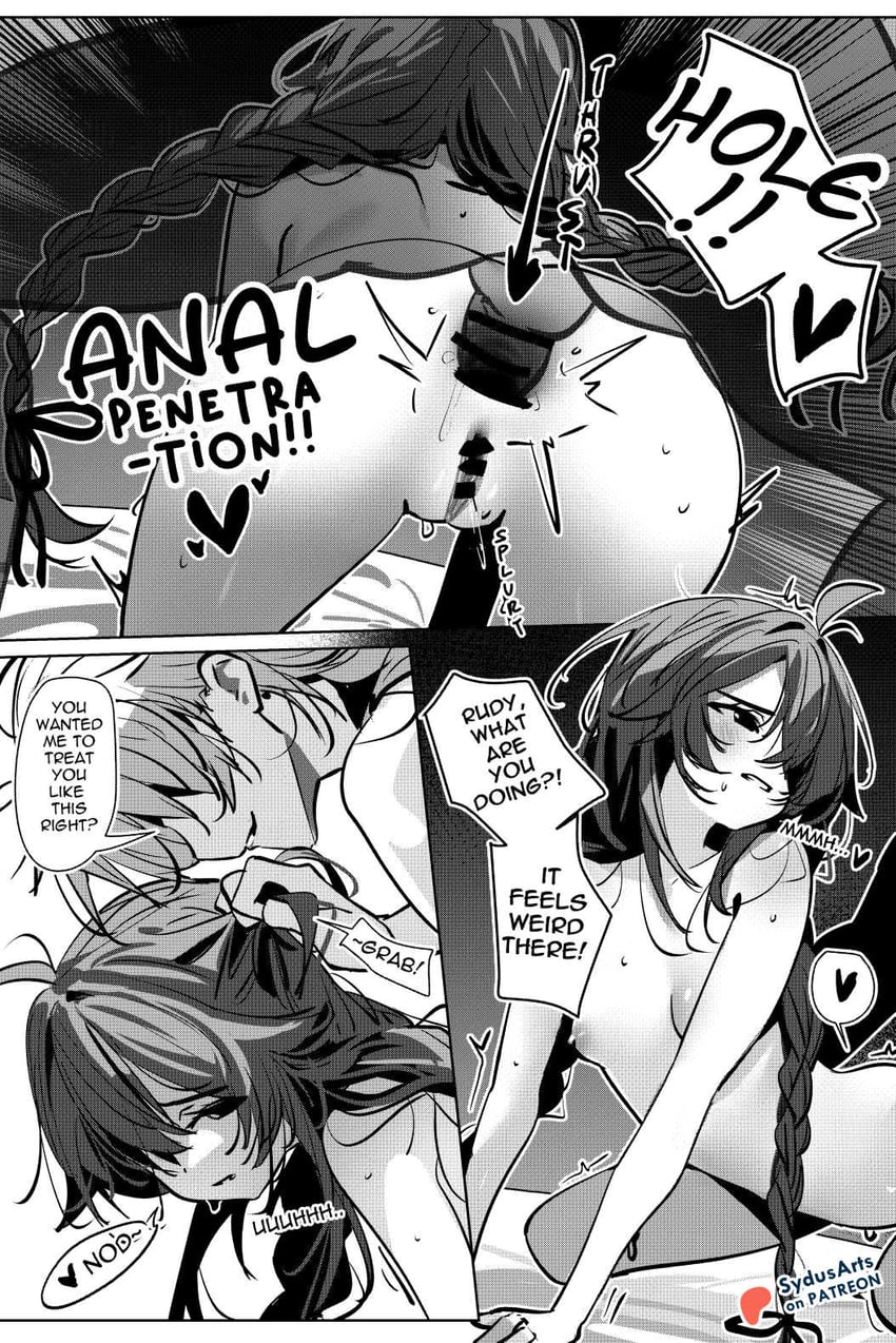 roxy migurdia and rudeus greyrat (mushoku tensei) drawn by sydus