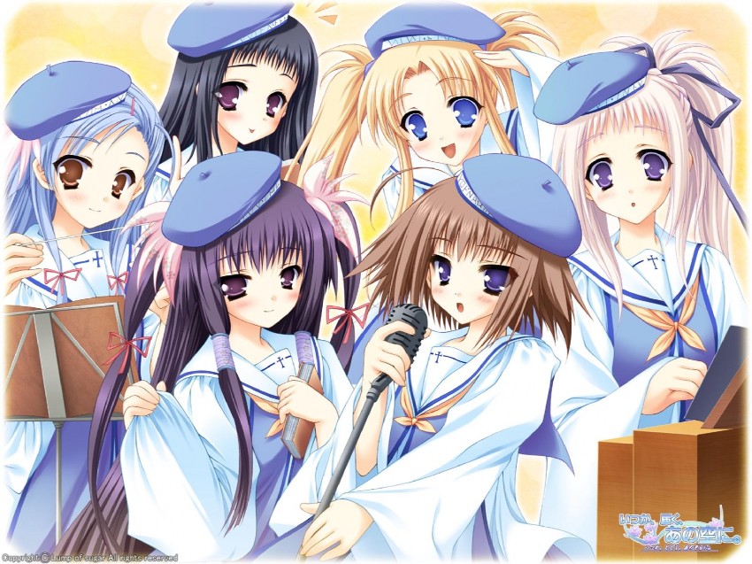 ousuki konome, ii futami, asuku san, mitora mememe, ousuki midori, and 1 more (itsuka todoku ano sora ni) drawn by moekibara_fumitake