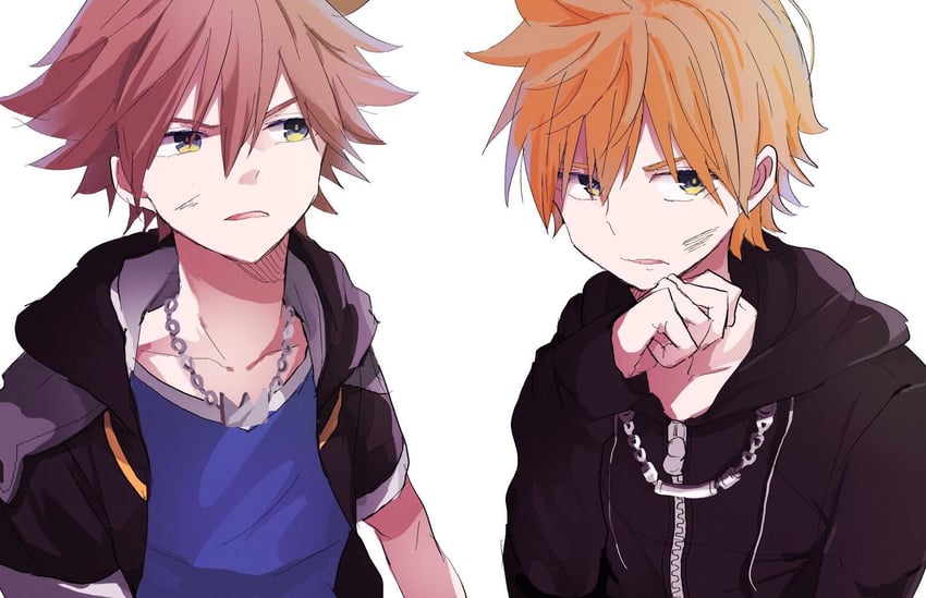 sora and roxas (kingdom hearts and 1 more) drawn by raiki_(comehope78)