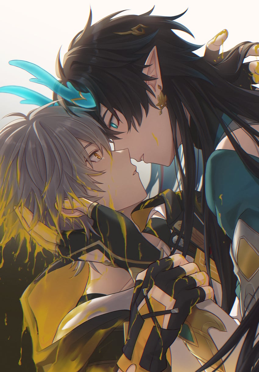 trailblazer, caelus, and dan heng (honkai and 1 more) drawn by rune_(rne_at)