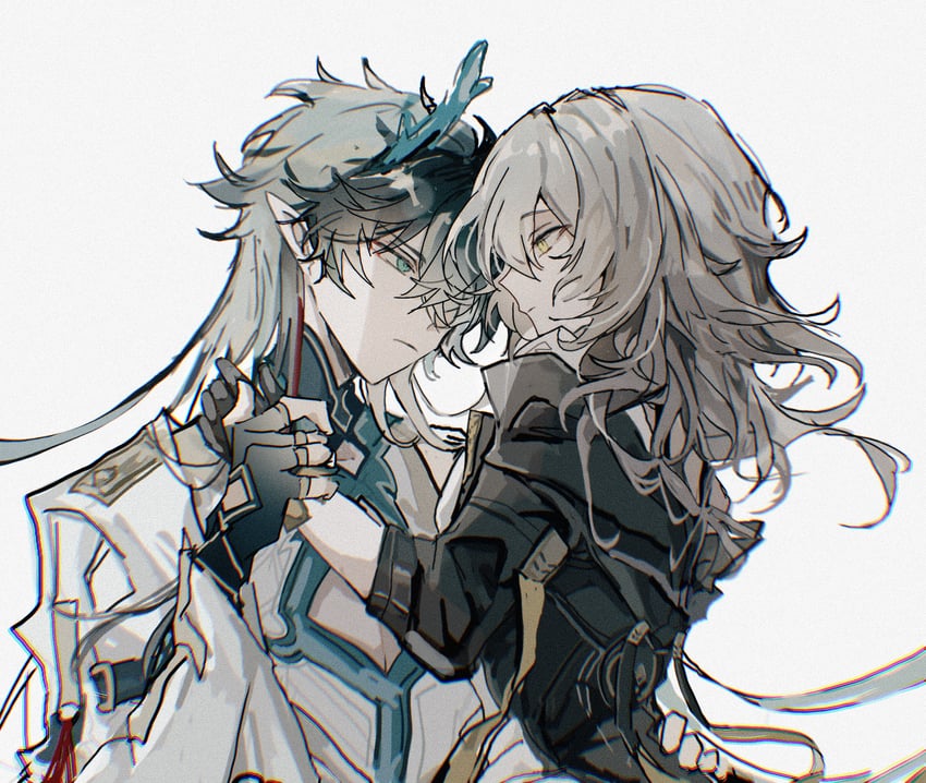 trailblazer, stelle, and dan heng (honkai and 1 more) drawn by mulihaohao