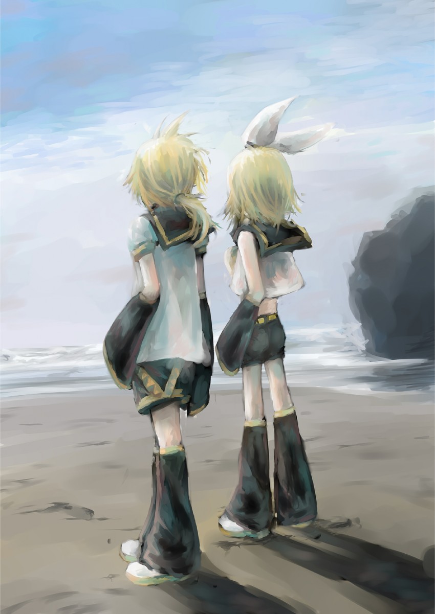 kagamine rin and kagamine len (vocaloid) drawn by air_0