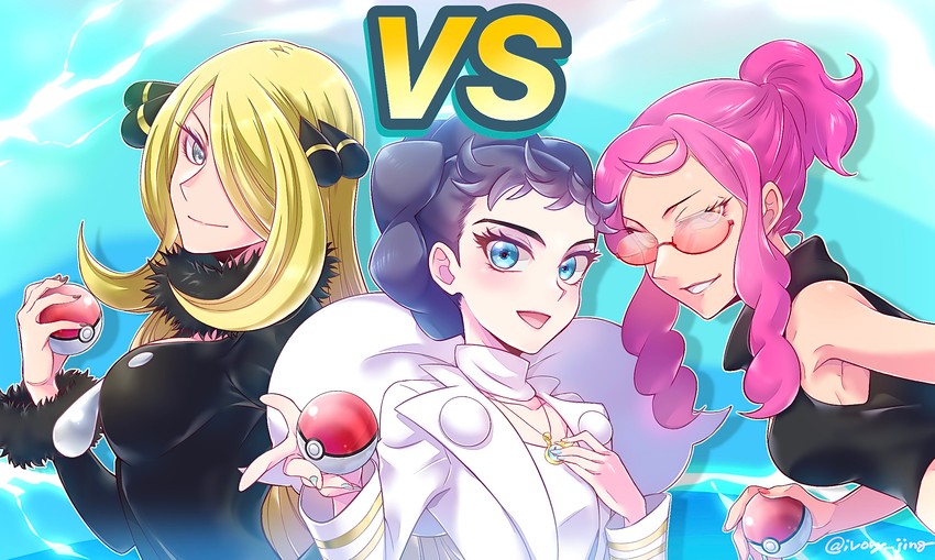 cynthia, diantha, and malva (pokemon and 3 more) drawn by ivory_(25680nico)