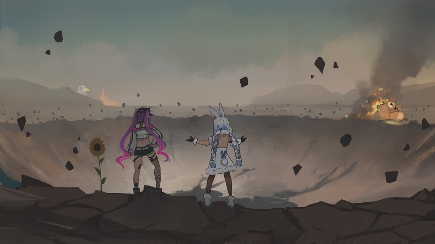 usada pekora, tokoyami towa, subaru duck, and ankimo (hololive and 2 more) drawn by paintrfiend