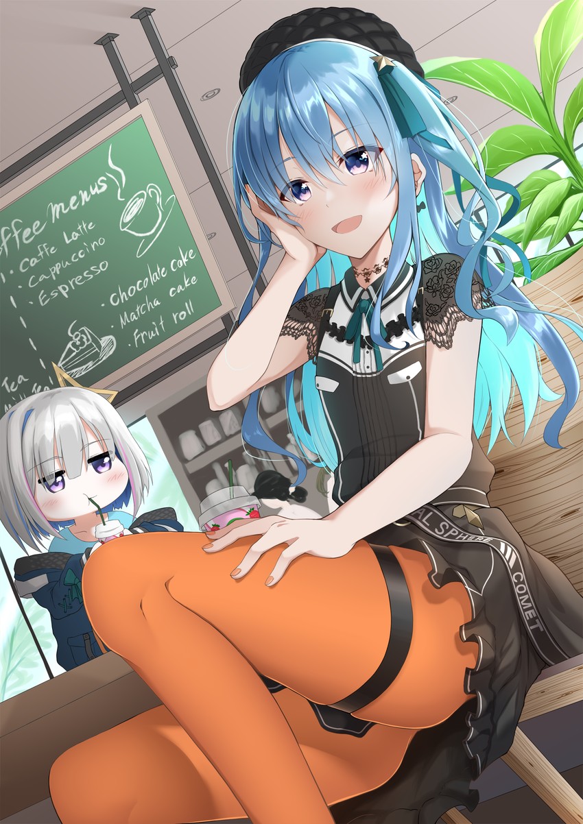 hoshimachi suisei and amane kanata (hololive) drawn by hinata_kokage