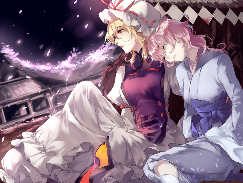 yakumo yukari and saigyouji yuyuko (touhou) drawn by hug_(yourhug)