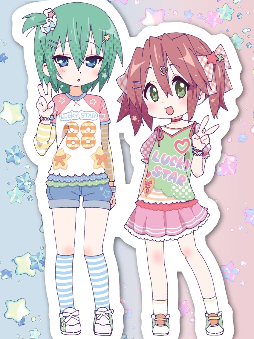 kobayakawa yutaka and iwasaki minami (lucky star) drawn by tanpaku_(oqu_2)