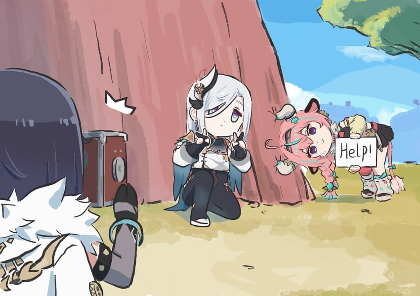 shenhe, yelan, and varesa (genshin impact) drawn by xinzoruo
