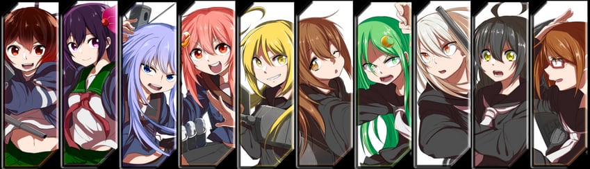 uzuki, satsuki, mutsuki, kisaragi, nagatsuki, and 7 more (kantai collection) drawn by gomio_(bb-k)