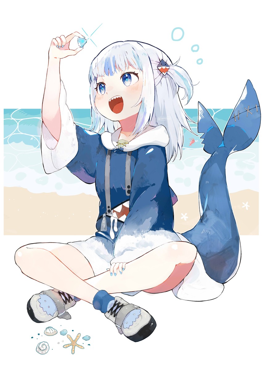 gawr gura (hololive and 1 more) drawn by niseneko_(mofumofu_ga_ienai)