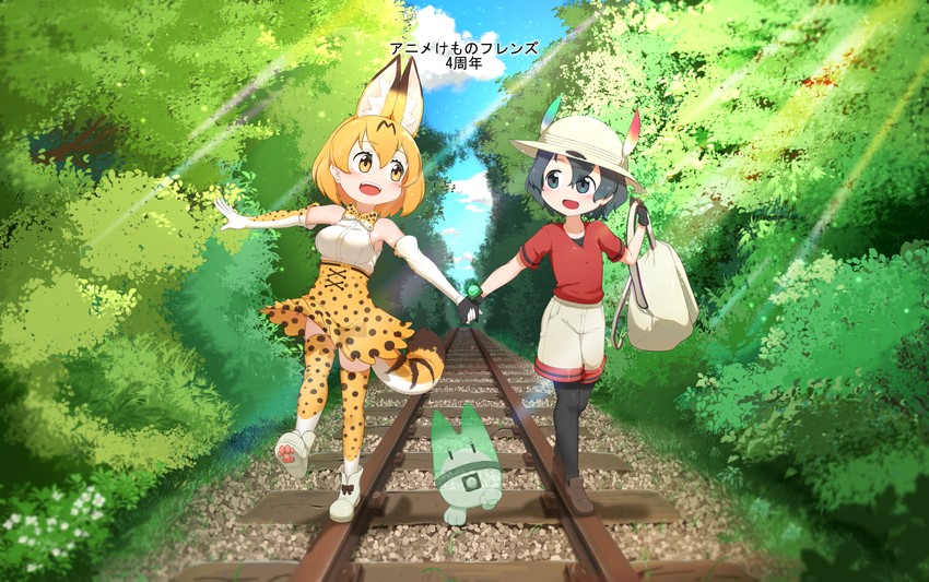 serval, kaban, and lucky beast (kemono friends) drawn by chis_(js60216)