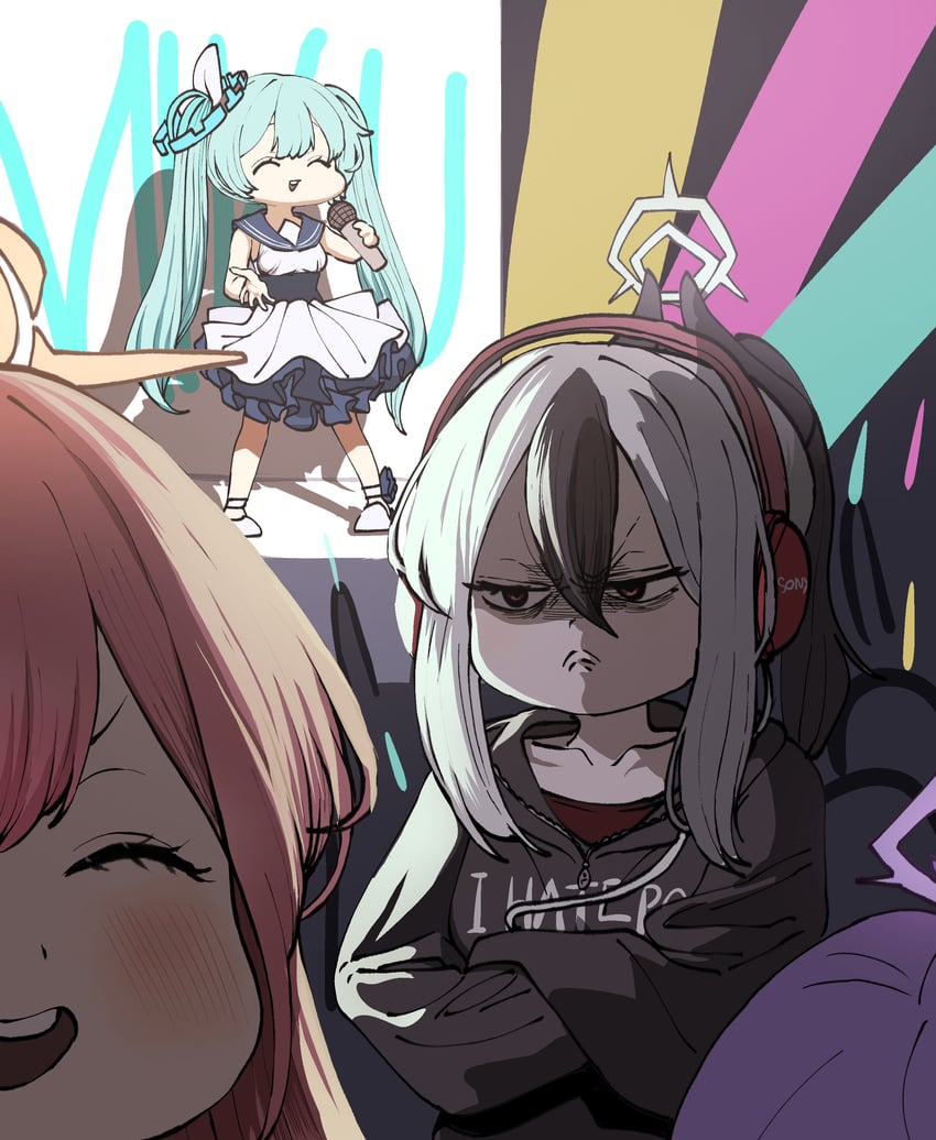 hatsune miku, kayoko, aru, and haruka (blue archive and 1 more) drawn by chroong