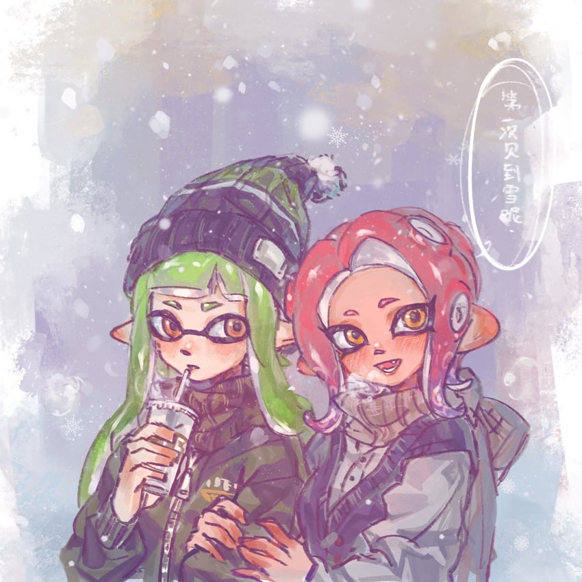 inkling player character, inkling girl, octoling player character, octoling girl, agent 8, and 1 more (splatoon) drawn by gucandiyi52092