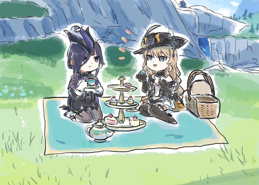 clorinde and navia (genshin impact) drawn by xinzoruo