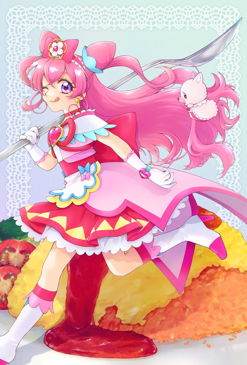 nagomi yui, cure precious, and kome-kome (precure and 1 more) drawn by aizen_(syoshiyuki)