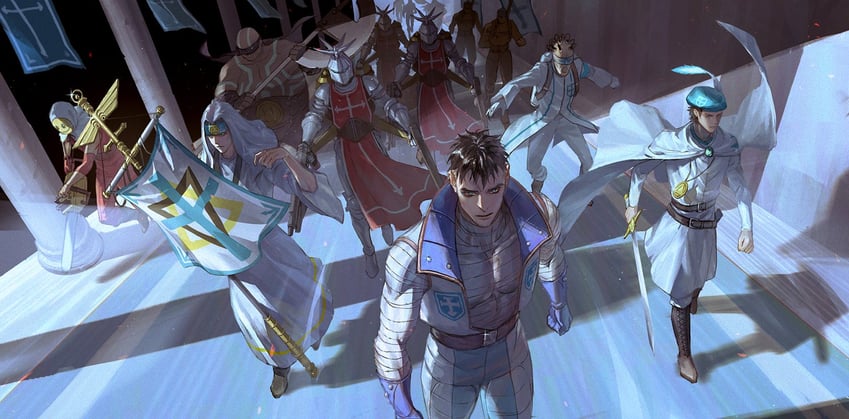 zayin, terminator, butcher, adept, gyrator, and 2 more (shin megami tensei and 1 more) drawn by o_c_x